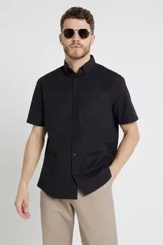 Рубашка Оксфорд с коротким рукавом, выстиранная River Island, черный