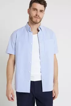 Рубашка Оксфорд с коротким рукавом, выстиранная River Island, синий
