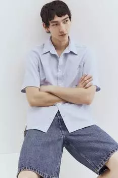 Рубашка Оксфорд с короткими рукавами, стандартного кроя. H&M, мультиколор