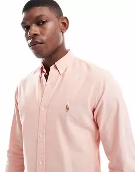 Рубашка оксфорд с логотипом Polo Ralph Lauren облегающего кроя оранжевого цвета