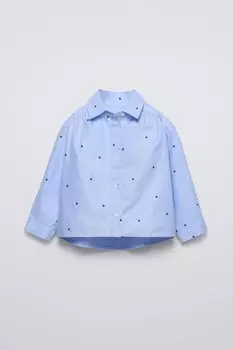 Рубашка оксфорд с принтом звезд ZARA, небесно-голубой