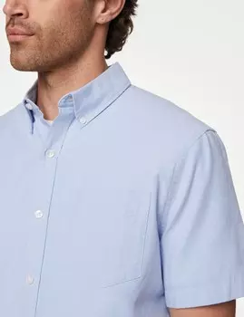 Рубашка Oxford с высоким содержанием хлопка, легкая в уходе Marks & Spencer, цвет Chambray