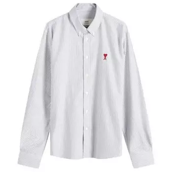 Рубашка оксфорд с застежкой на пуговицы в полоску в форме сердца Ami Paris, черный