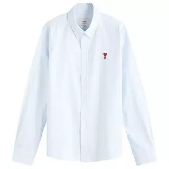 Рубашка оксфорд с застежкой на пуговицы в полоску в форме сердца Ami Paris, белый