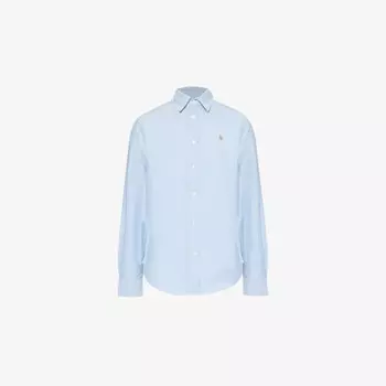 Рубашка Oxford slim fit из хлопчатобумажной ткани плетения «рогожка» Polo Ralph Lauren, синий