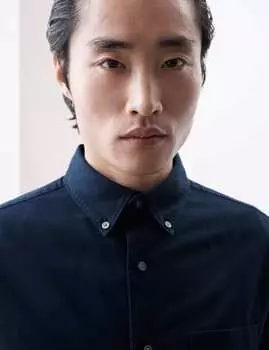 Рубашка Oxford Slim Fit из хлопка с высоким содержанием хлопка Autograph, темно-синий