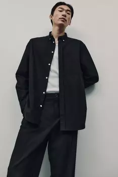 Рубашка Оксфорд стандартного кроя H&M, черный