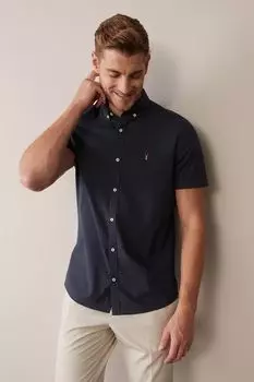 Рубашка-оксфорд стрейч с длинными рукавами Next, синий