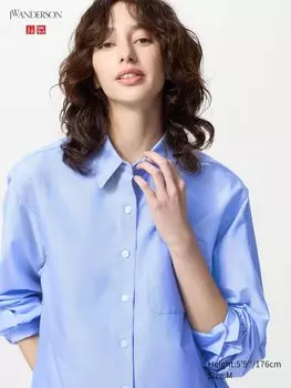Рубашка oxford свободного покроя Uniqlo, цвет 61 синий