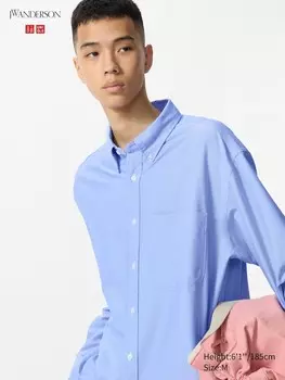 Рубашка oxford свободного покроя Uniqlo, цвет 62 синий
