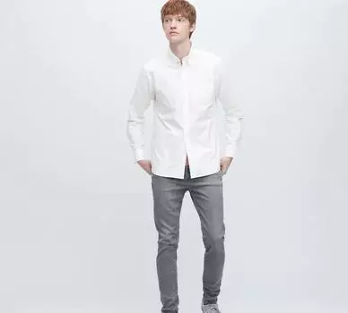 Рубашка оксфорд Uniqlo Oxford Slim Fit, белый