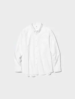 Рубашка Оксфорд узкий крой Uniqlo, цвет 01 белый