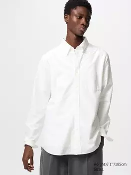 Рубашка Оксфорд узкий крой Uniqlo, цвет 01 белый