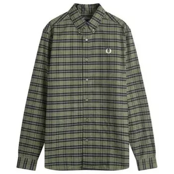 Рубашка оксфорд в клетку с начесом Fred Perry, зеленый