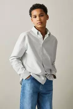 Рубашка оксфорд в полоску из хлопка Welby Reiss, зеленый