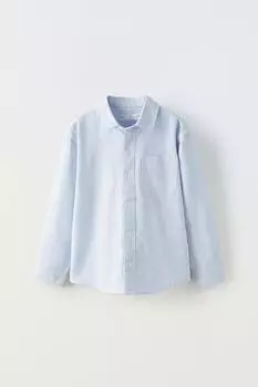 Рубашка оксфорд в полоску ZARA, синий