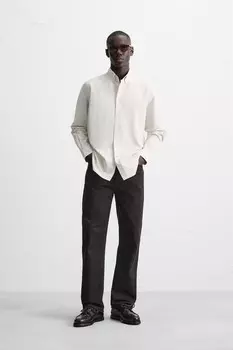 Рубашка оксфорд ZARA, устрично-белый