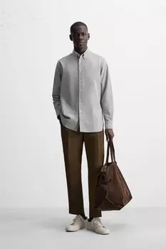 Рубашка оксфорд ZARA, зеленый