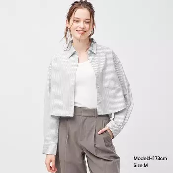 Рубашка-оксфорд женская GU Elite в полоску, сине-серый