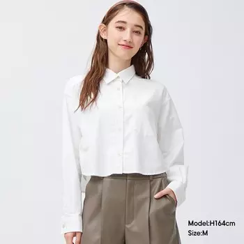 Рубашка-оксфорд женская GU короткая, белый