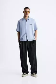 Рубашка оксфордского кроя ZARA, синий