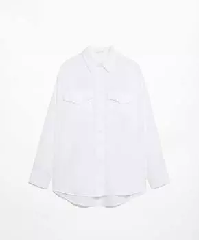 Рубашка Oysho Linen Long Sleeved Utility, белый