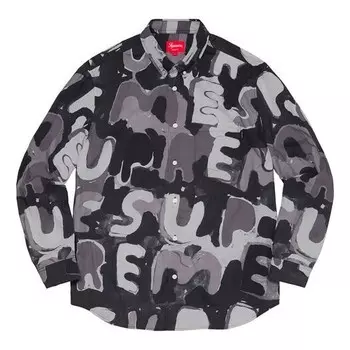 Рубашка painted logo shirt 'black grey' Supreme, черный