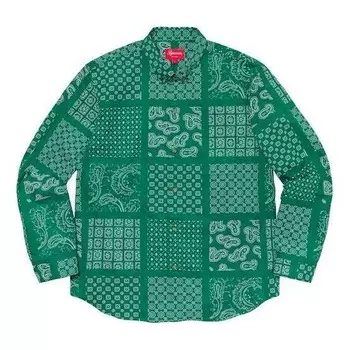 Рубашка paisley grid shirt 'green white' Supreme, зеленый