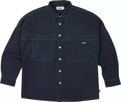 Рубашка Palace Stitch Up Drop Shoulder Shirt 'Navy', синий
