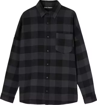 Рубашка Palm Angels Classic Logo Overshirt 'Black/White', черный