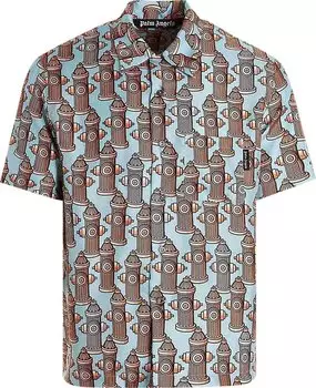 Рубашка Palm Angels Fire Hydrant Bowling Shirt 'Light Blue/Brown', синий