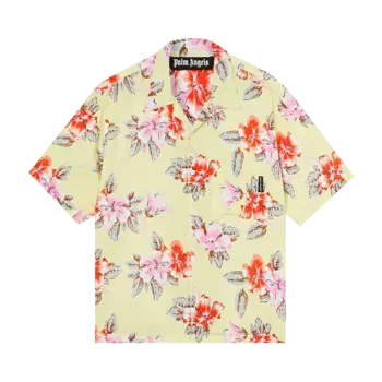 Рубашка Palm Angels Hibiscus Print Button Down Bowling 'Yellow', желтый