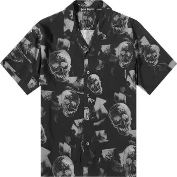Рубашка Palm Angels Skull Print Bowling Shirt 'Black/White', черный