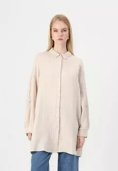 Рубашка PCSASTINA OVERSIZED LONG SHIRT Pieces, кремовый