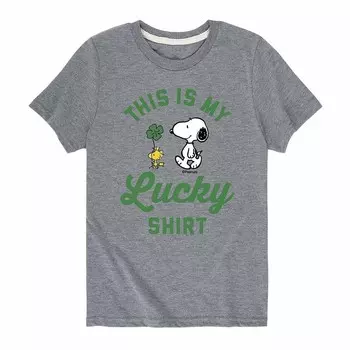 Рубашка Peanuts Lucky для мальчиков 8–20 лет, футболка с рисунком Snoopy Licensed Character, серый