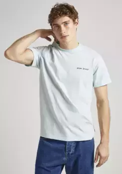 Рубашка Pepe Jeans с короткими рукавами и буквами логотипа спереди и сзади, синий