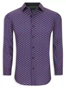 Рубашка Performance Slim Fit с изображением фламинго Tom Baine, темно-синий