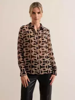 Рубашка Phase Eight Cora Chain Print Semi-Sheer, цвет black/camel