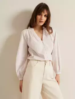 Рубашка Phase Eight Seraphina Cotton Stripe Frill, цвет natural