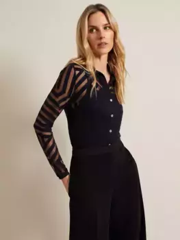 Рубашка Phase Eight Vida Mesh Stripe Panel, темно-синий