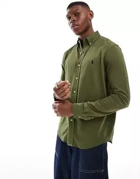 Рубашка пике с логотипом icon темно-зеленого цвета Polo Ralph Lauren