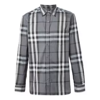 Рубашка plaid long sleeve shirt 'grey' Burberry, серый