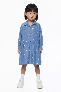 Рубашка-платье H&amp;M, синий/цветочный