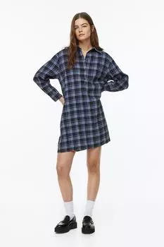 Рубашка-платье H&amp;M, синий/синяя клетка
