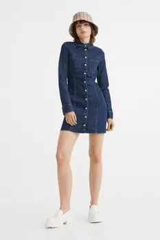 Рубашка-платье H&amp;M, темно-синий деним