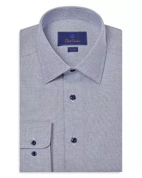 Рубашка-платье с отделкой из текстурированной ткани «Добби» David Donahue, синий