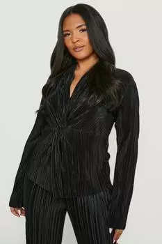 Рубашка плиссированная рубашка Boohoo, черный
