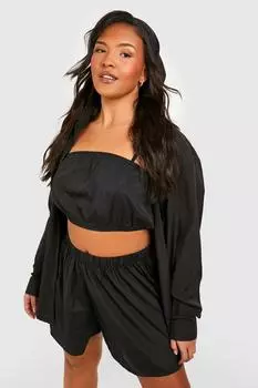 Рубашка plus из 4 частей, комплект из двух предметов Boohoo, черный