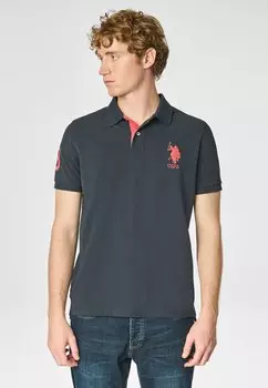 Рубашка поло A MANICHE CORTE CON LOGO E NUMERO U.S. Polo Assn., синий