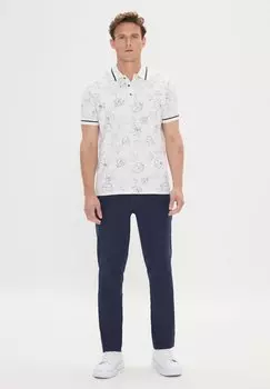 Рубашка-поло AC&CO / ALTINYILDIZ CLASSICS, белая темно-синяя